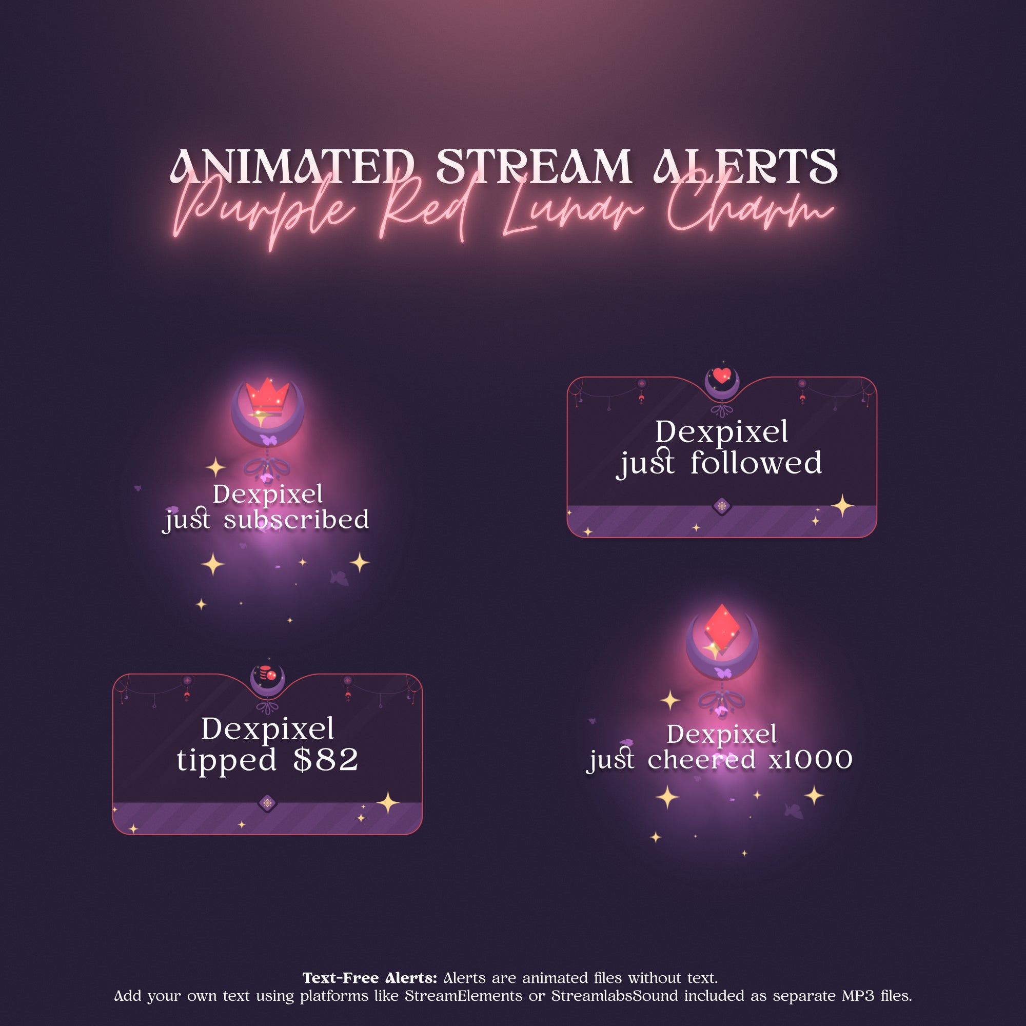 lunar charm animated stream alerts for twitch