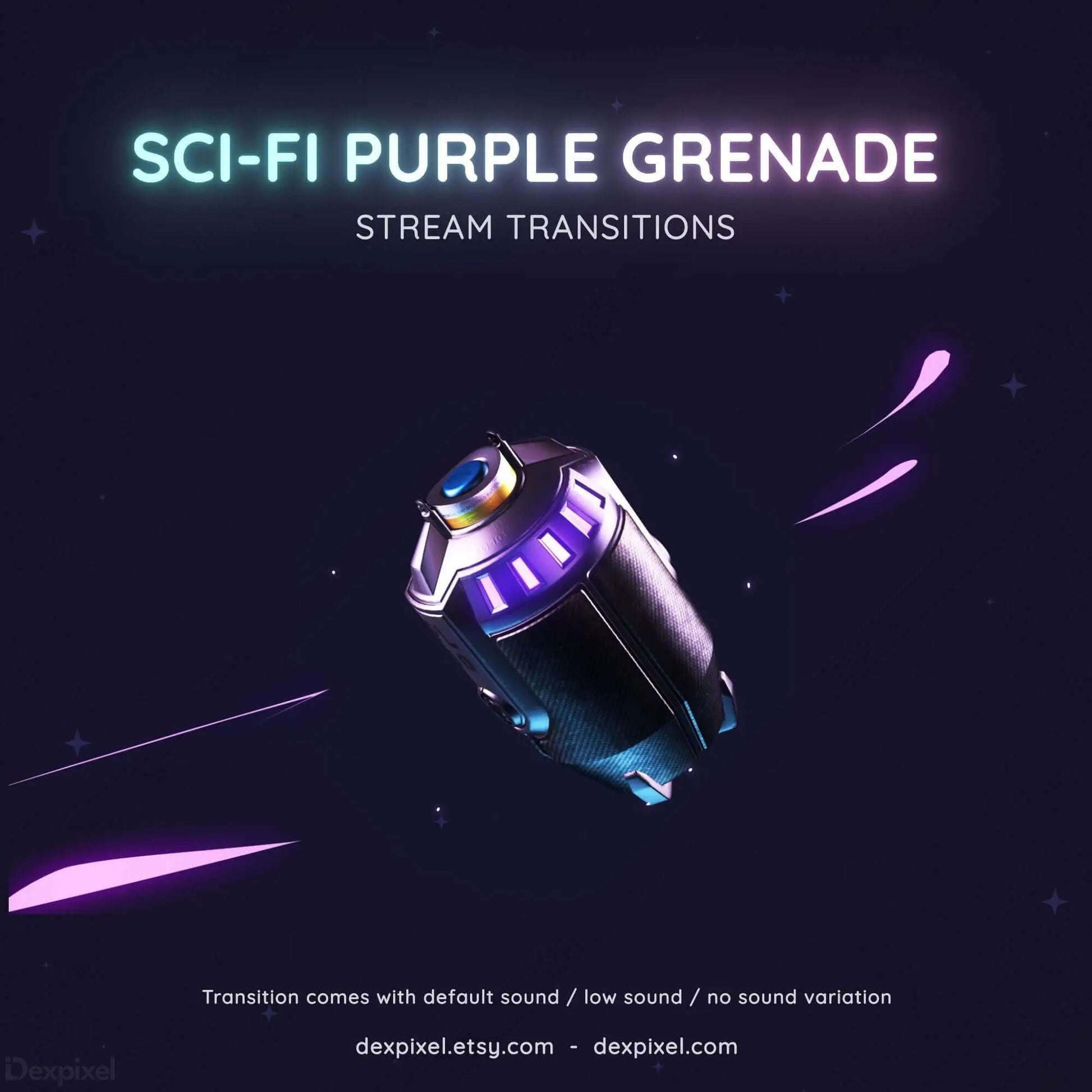 sci fi purple grenade flashbang stream transition
