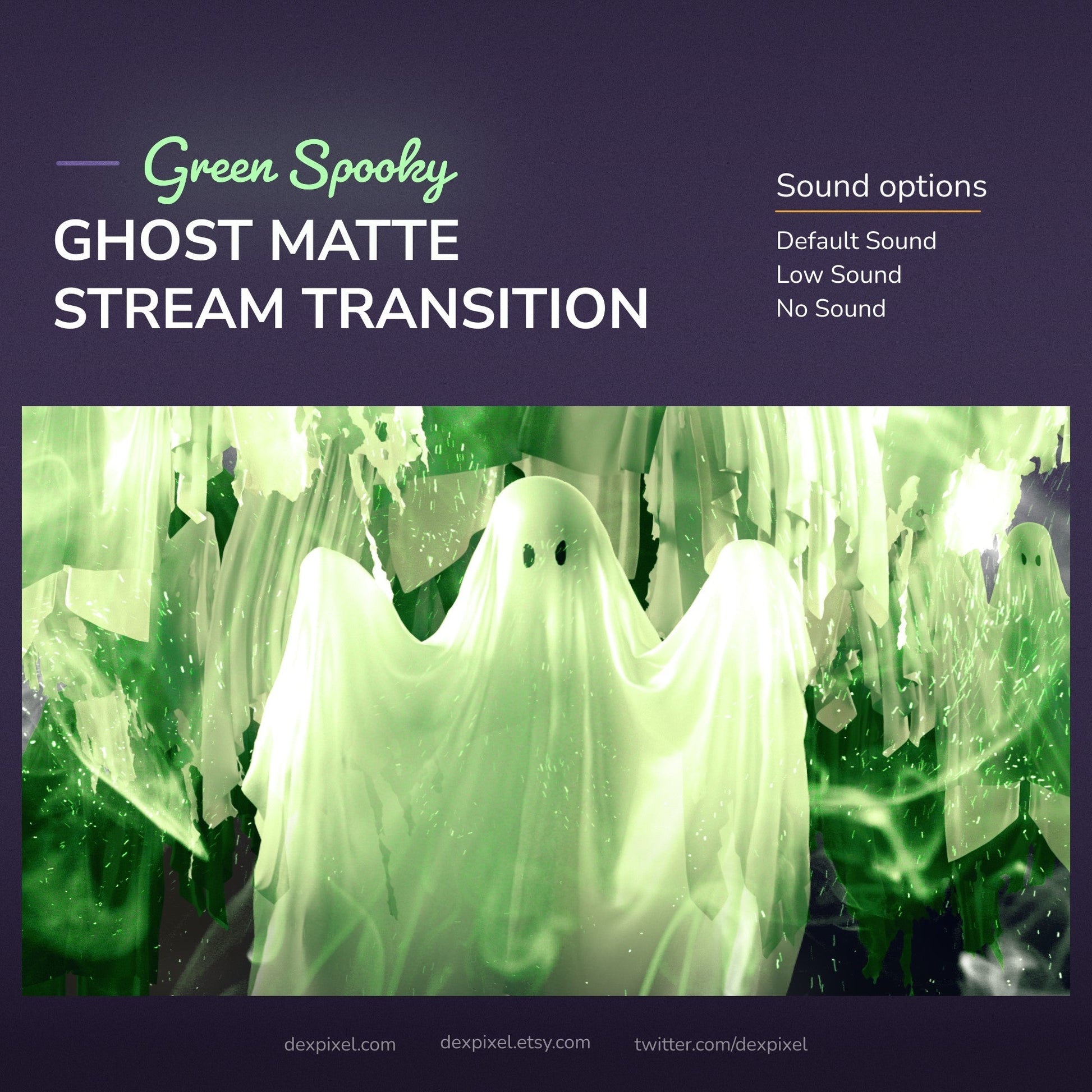 A green, spooky ghost matte stream transition.