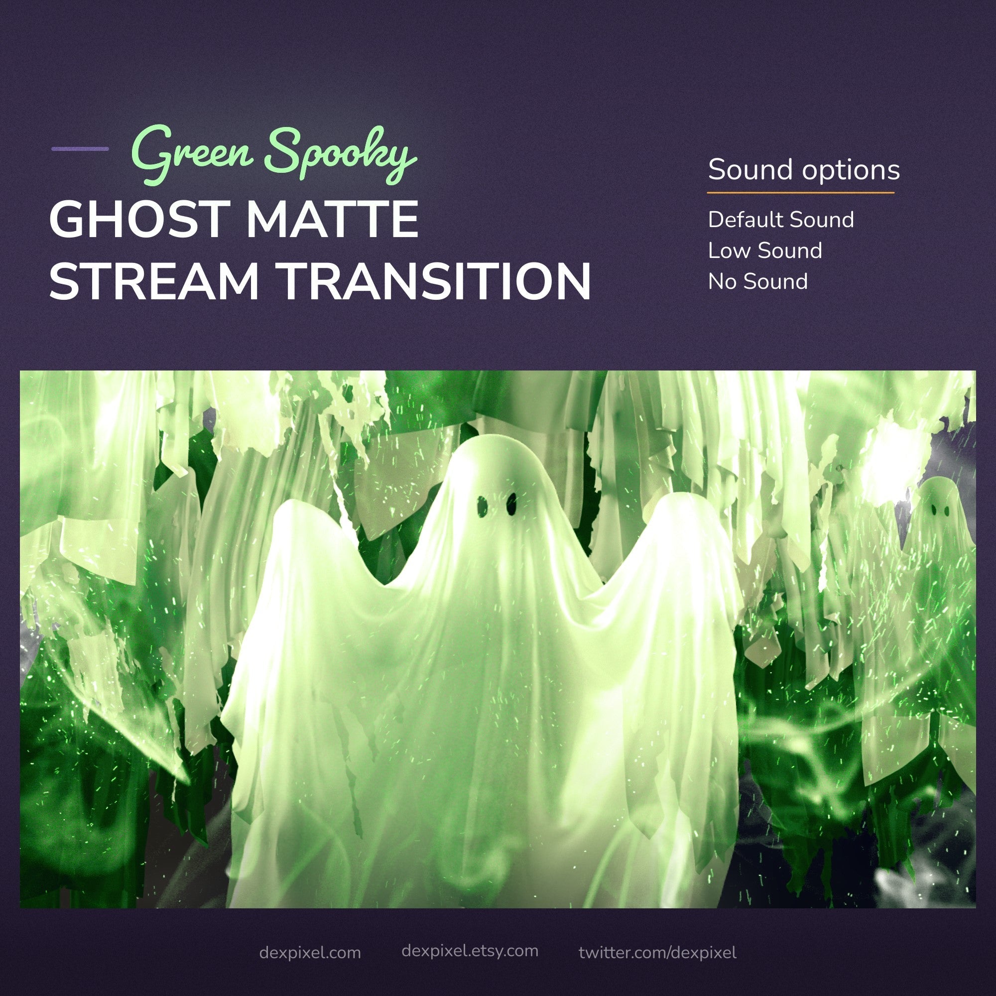 A green, spooky ghost matte stream transition.