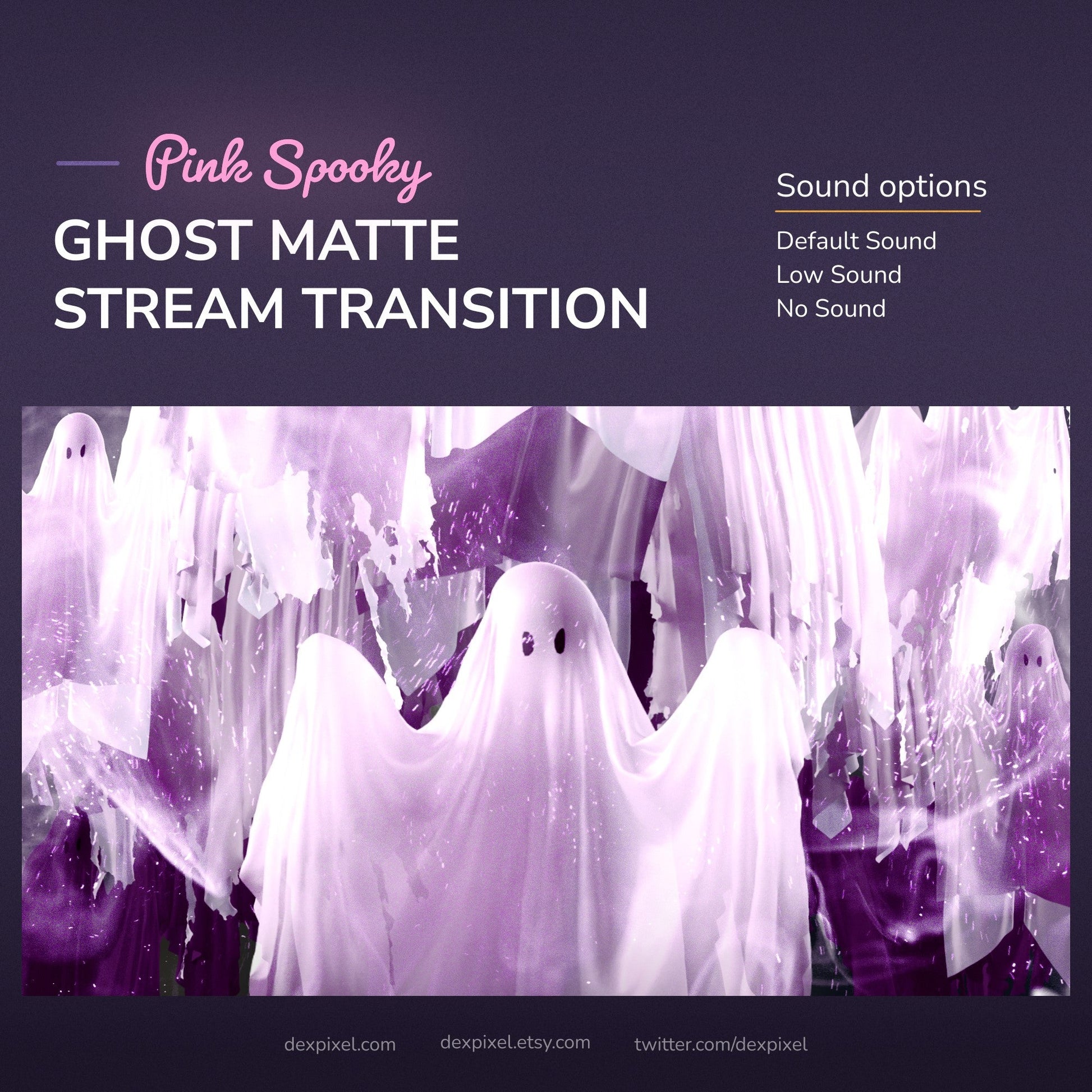 Pink and white ghost matte stream transition with sound options