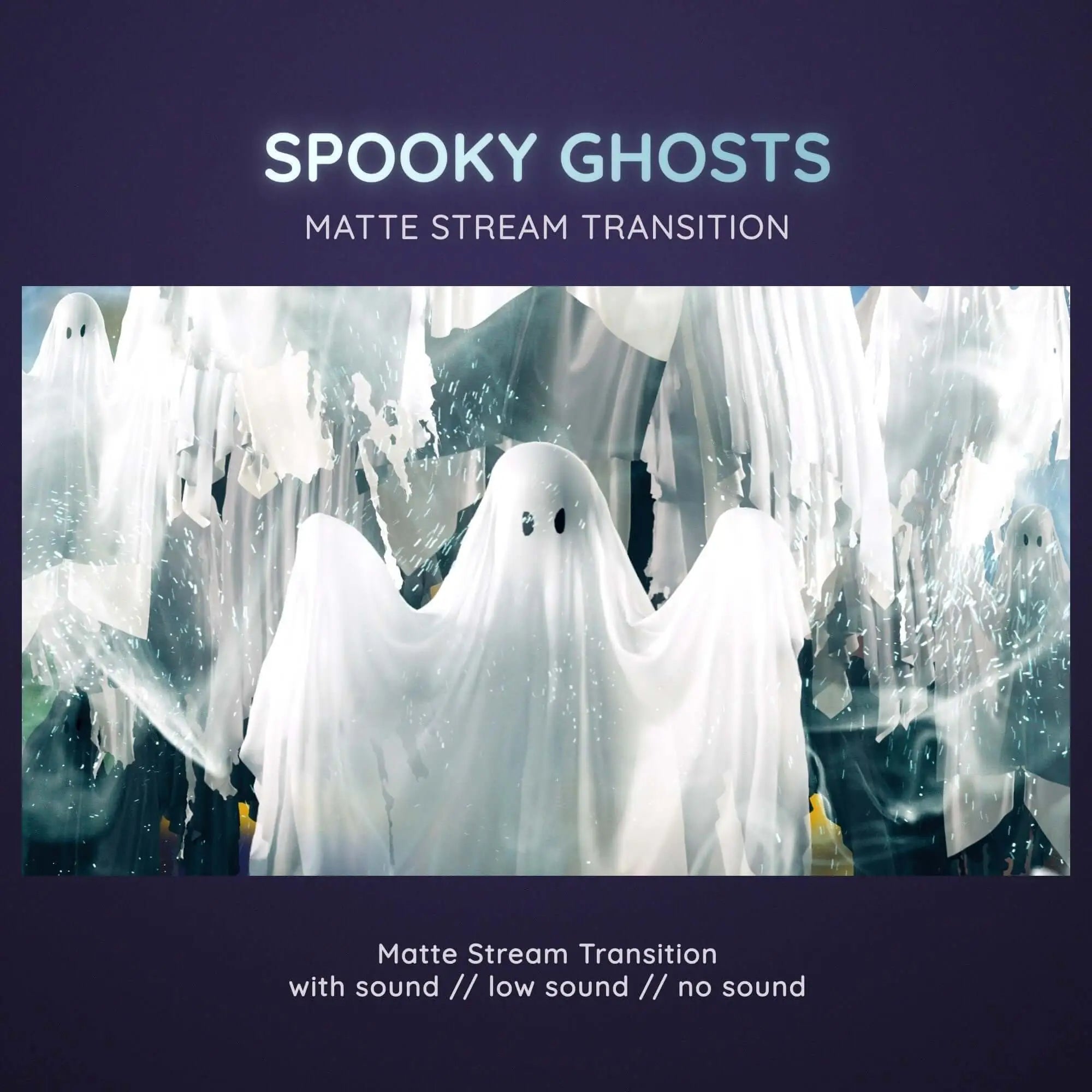 White cartoon ghost with black eyes floating in a spooky pose.