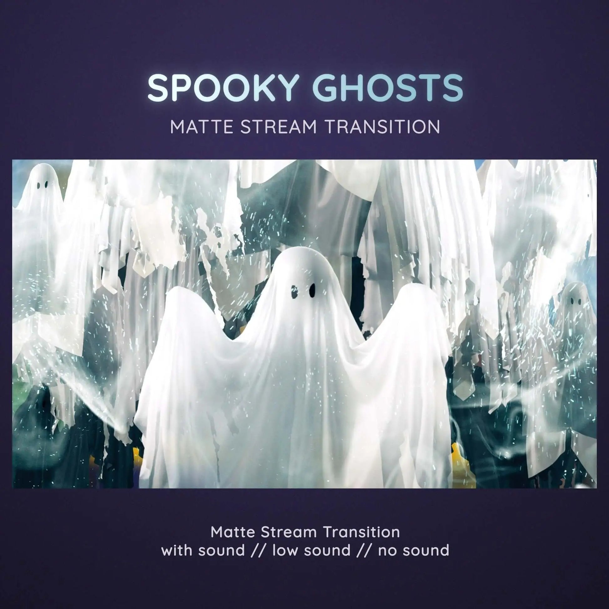 White cartoon ghost with black eyes floating in a spooky pose.