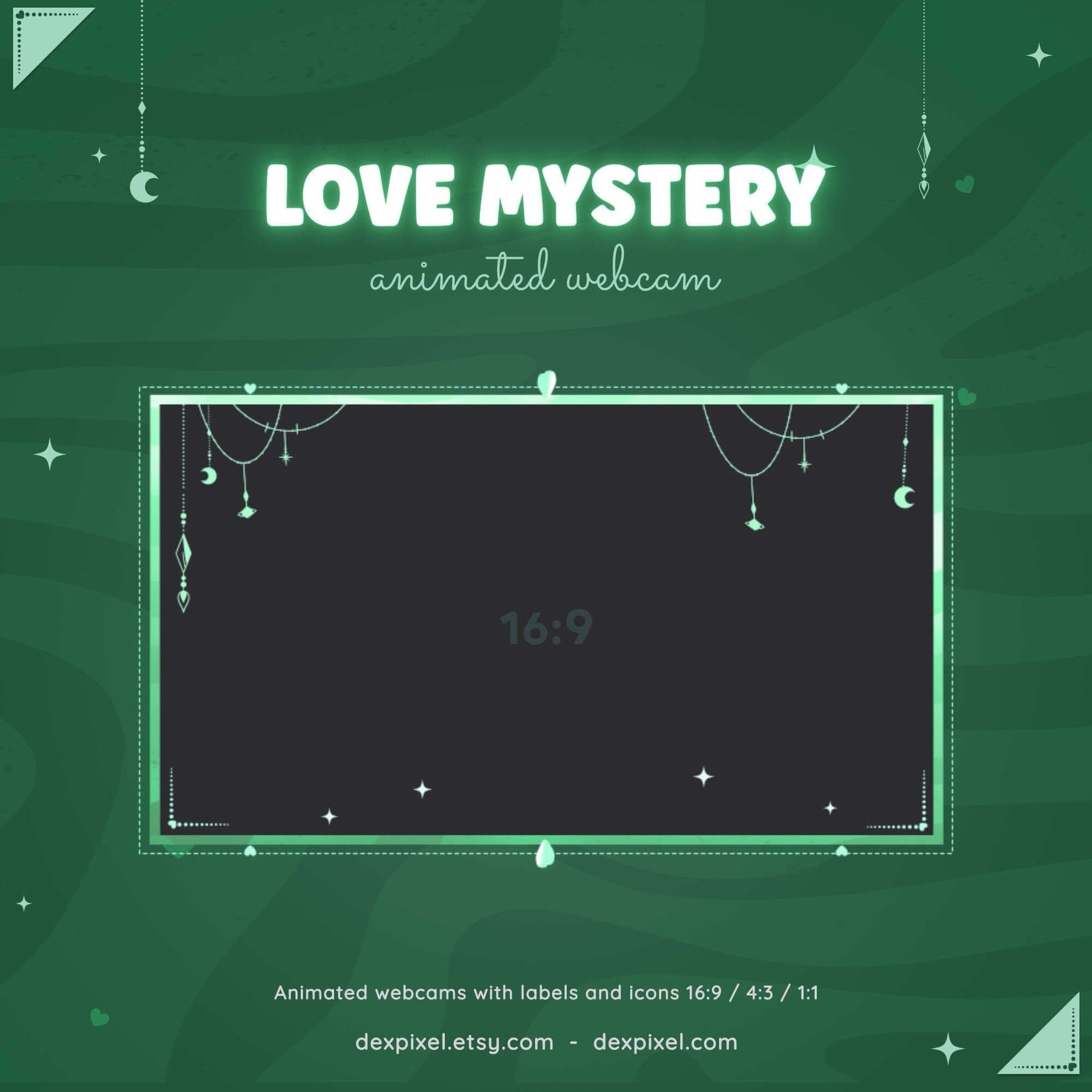 green love mystery vtuber webcam frame
