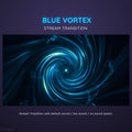 Glowing blue spiral vortex with swirling energy patterns.