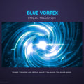 Swirling blue and white vortex with spiral energy patterns.