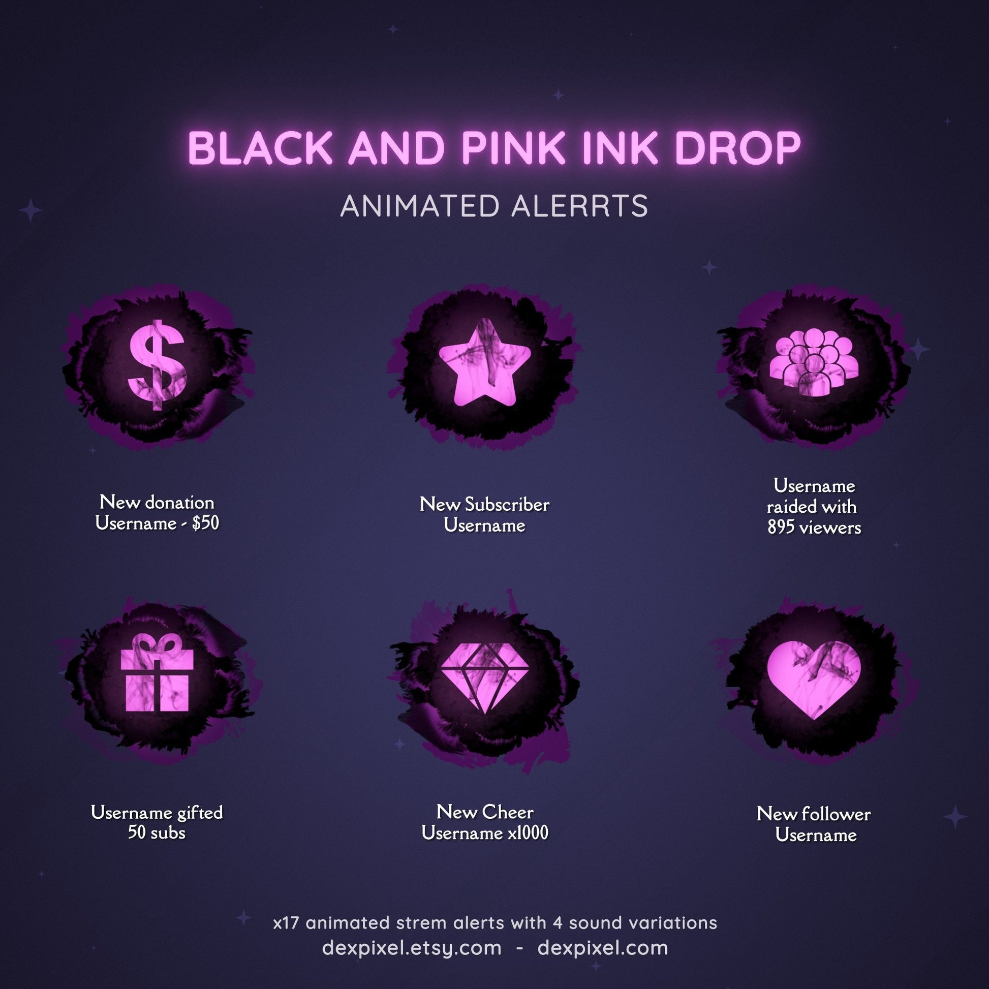 twitch alerts black pink animated
