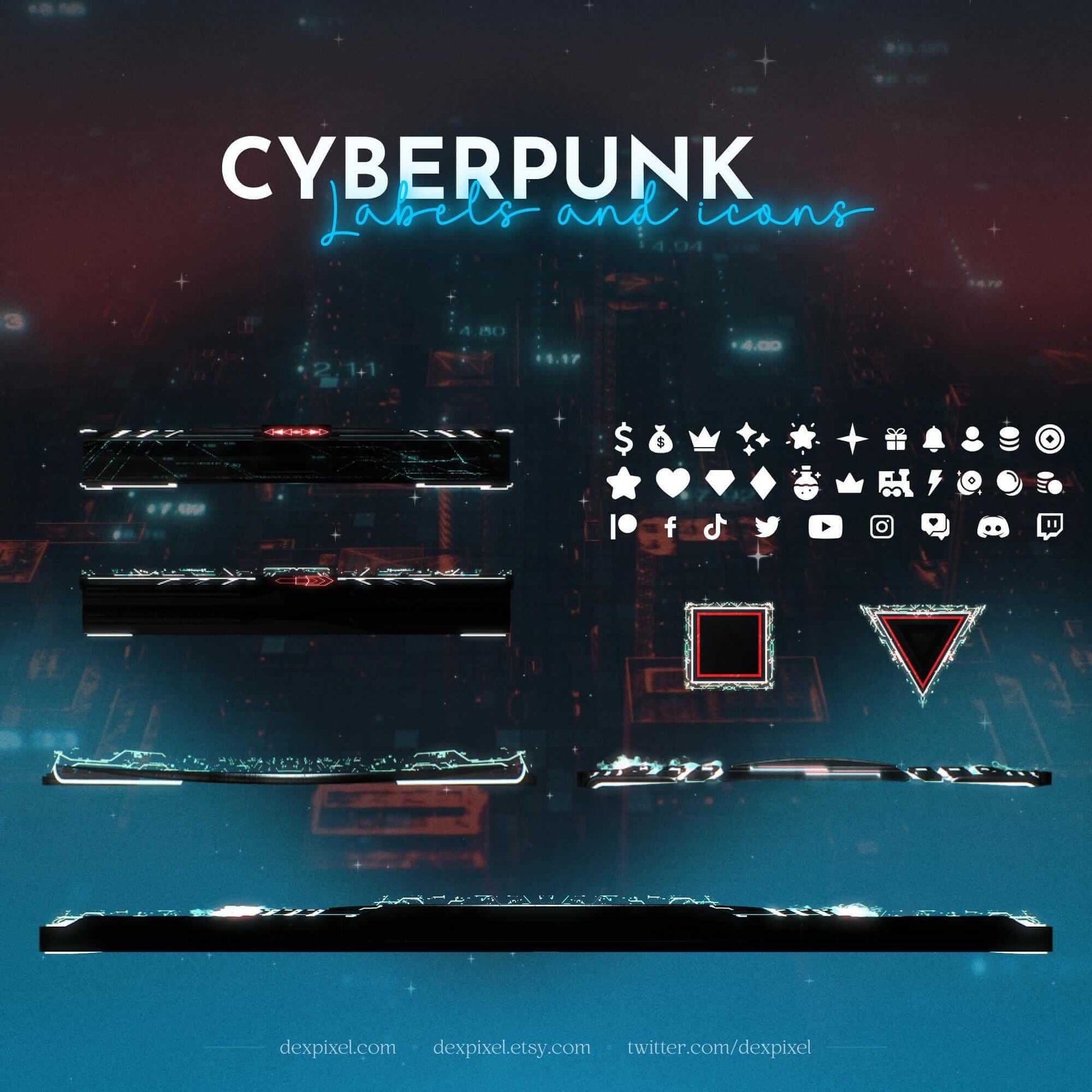 Twitch Glitch Overlays | Cyberpunk Animated Stream Scenes