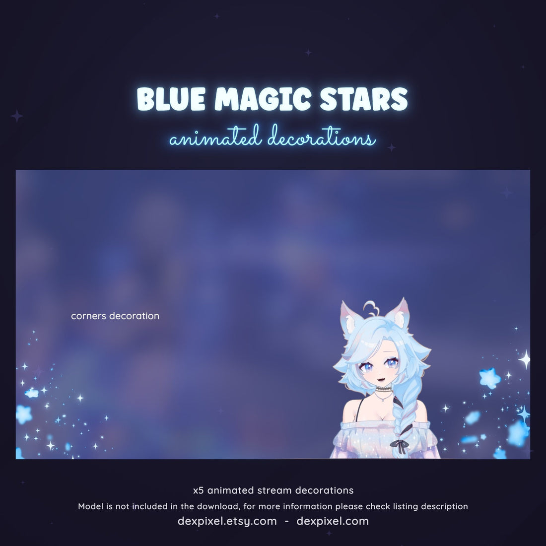 Add Floating Stars to Your Stream | Blue Stars Animated Particles