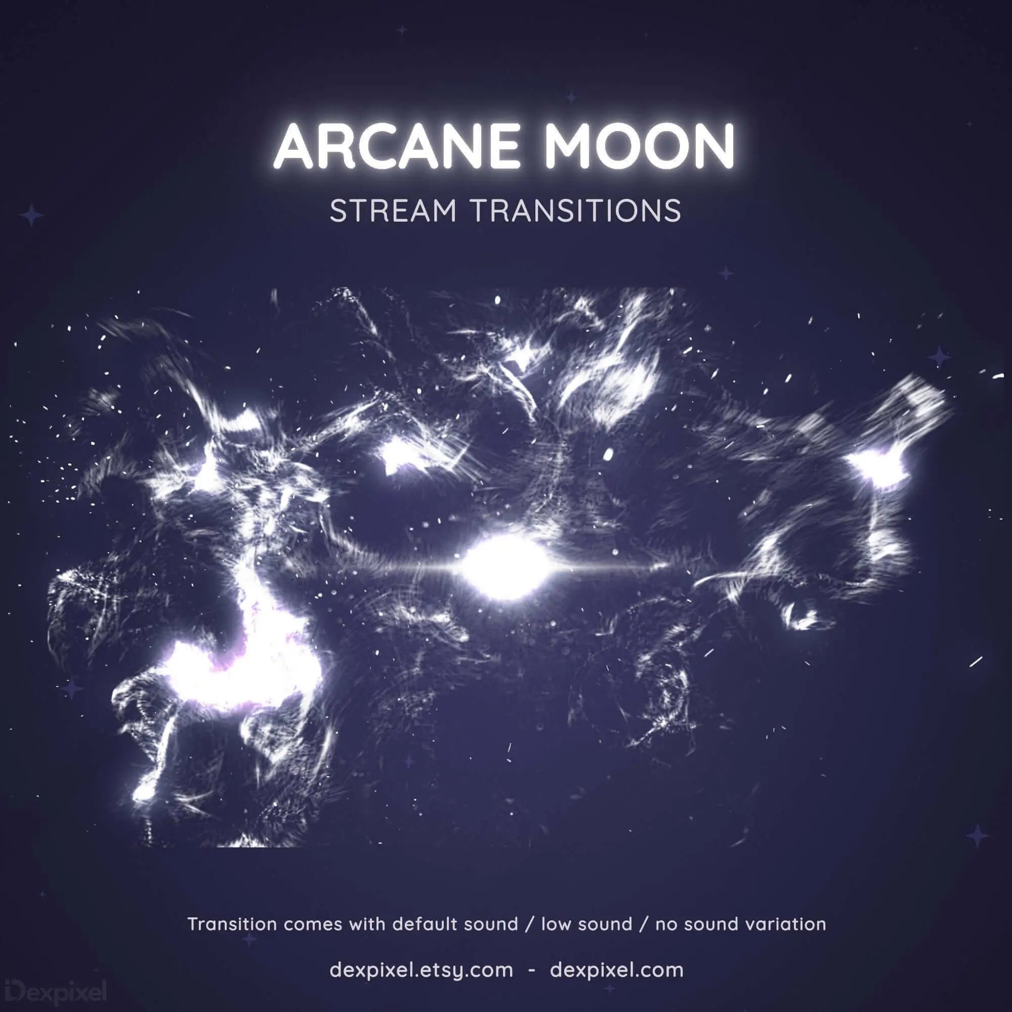 Glowing white ethereal particles forming abstract shapes against a dark backdrop.