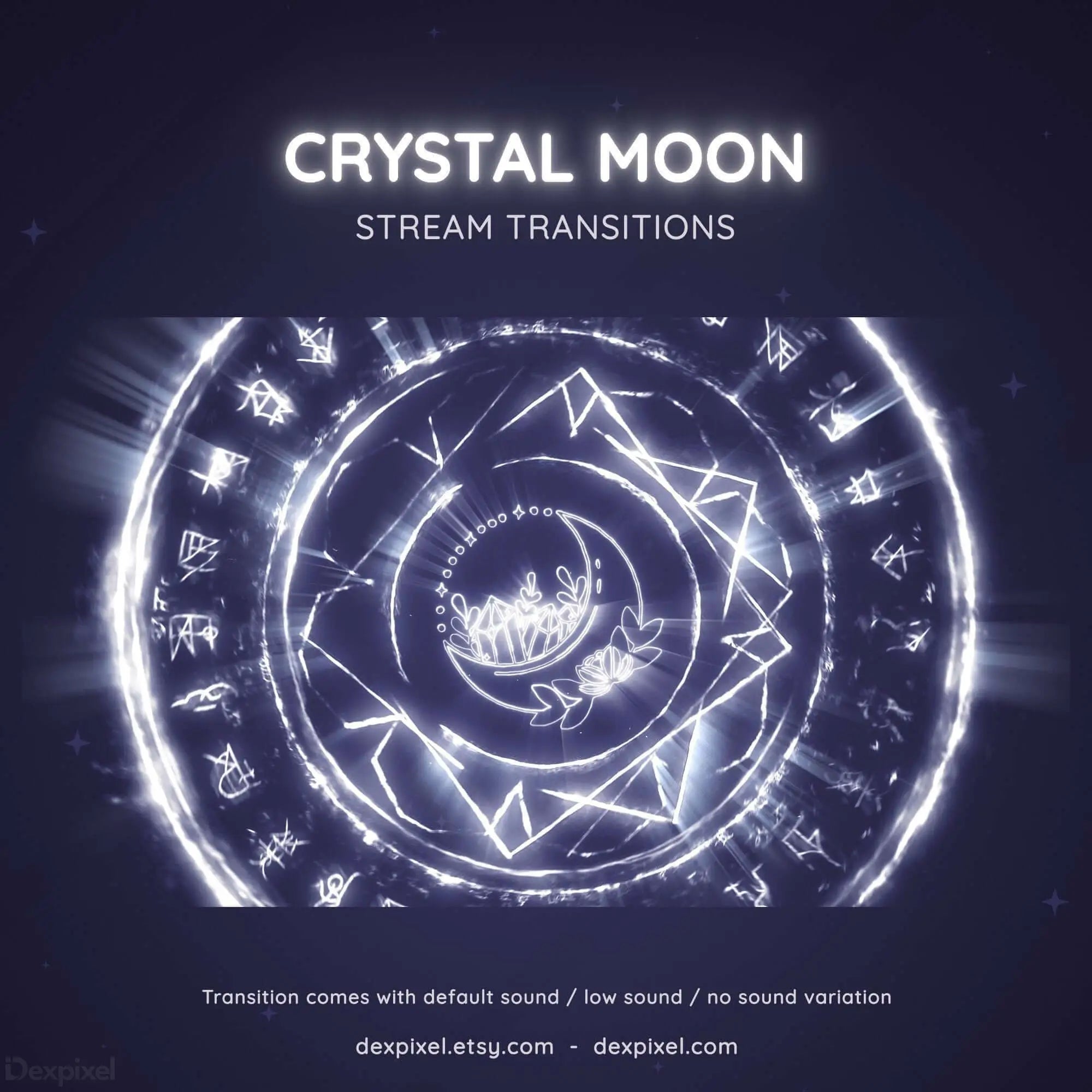 Glowing circular spiral design with crystalline geometric patterns and mystical symbols.