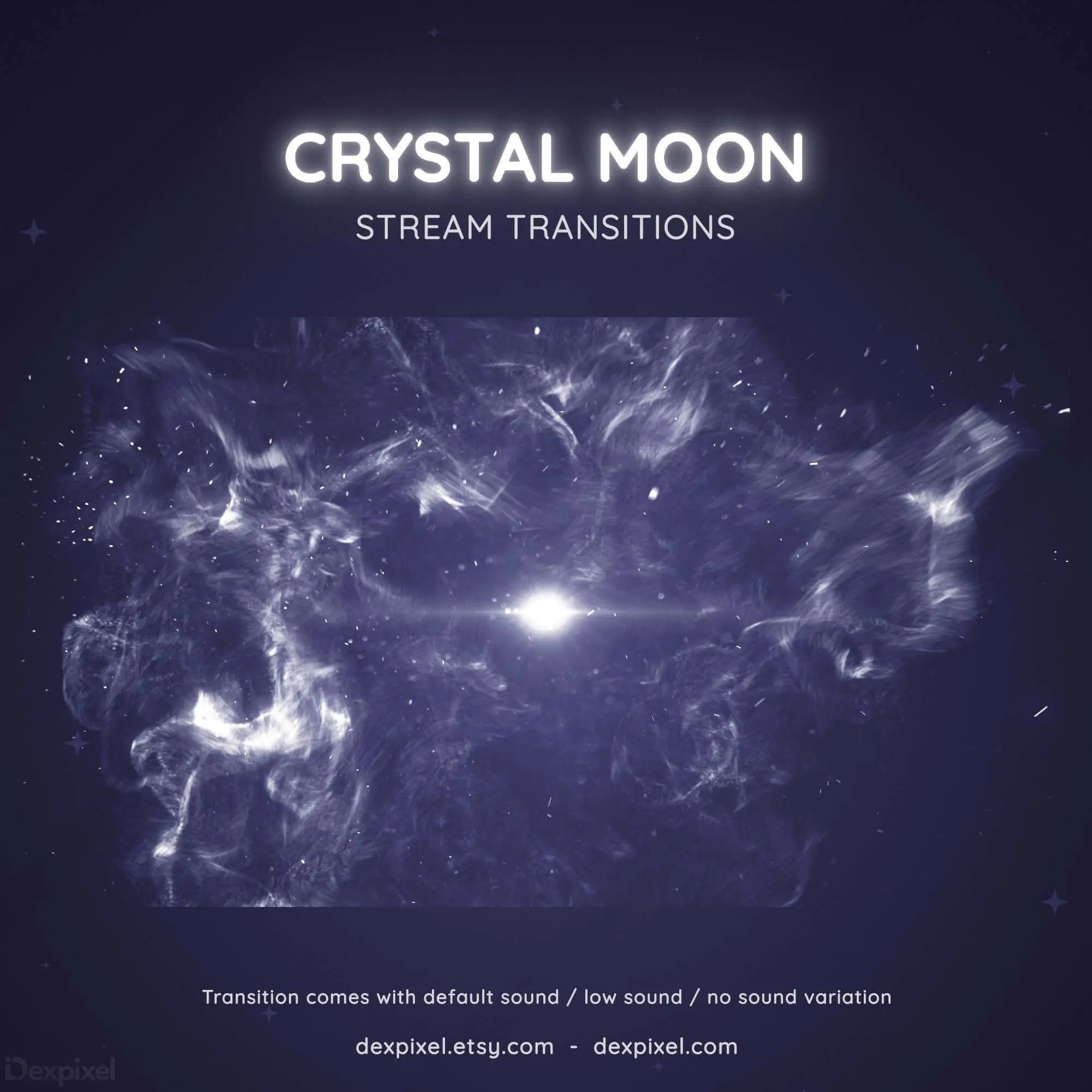 Glowing crystalline moon shape formed by swirling ethereal mist and light particles.