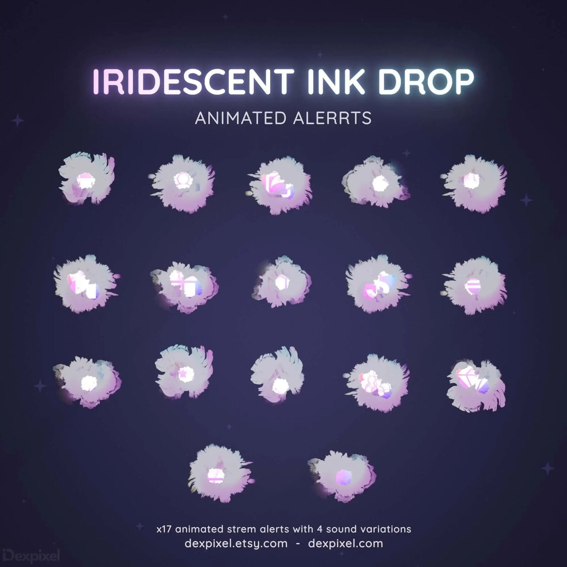 fluid ink drop animated stream alerts for twitch vtuber
