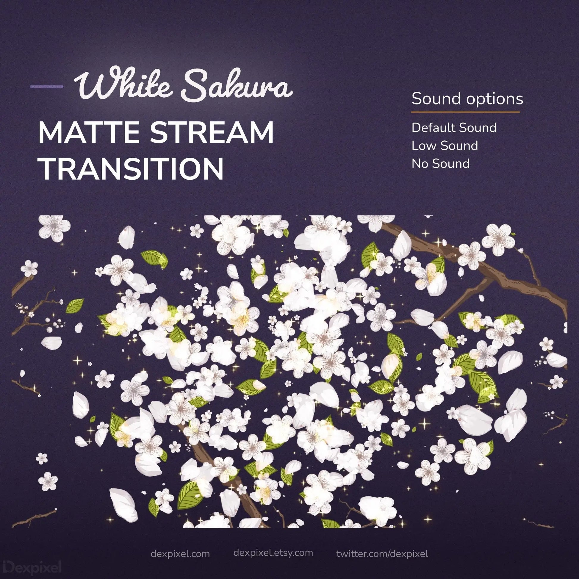 White sakura matte stream transition with sound options.