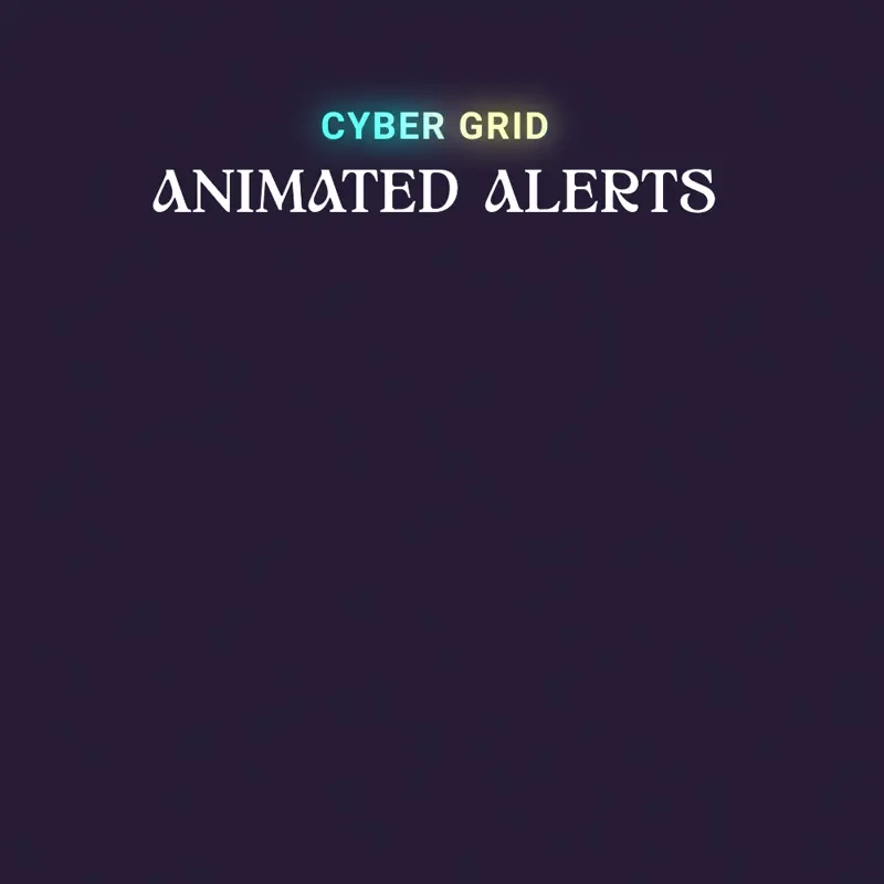Cyan and yellow cyber grid animated alerts.
