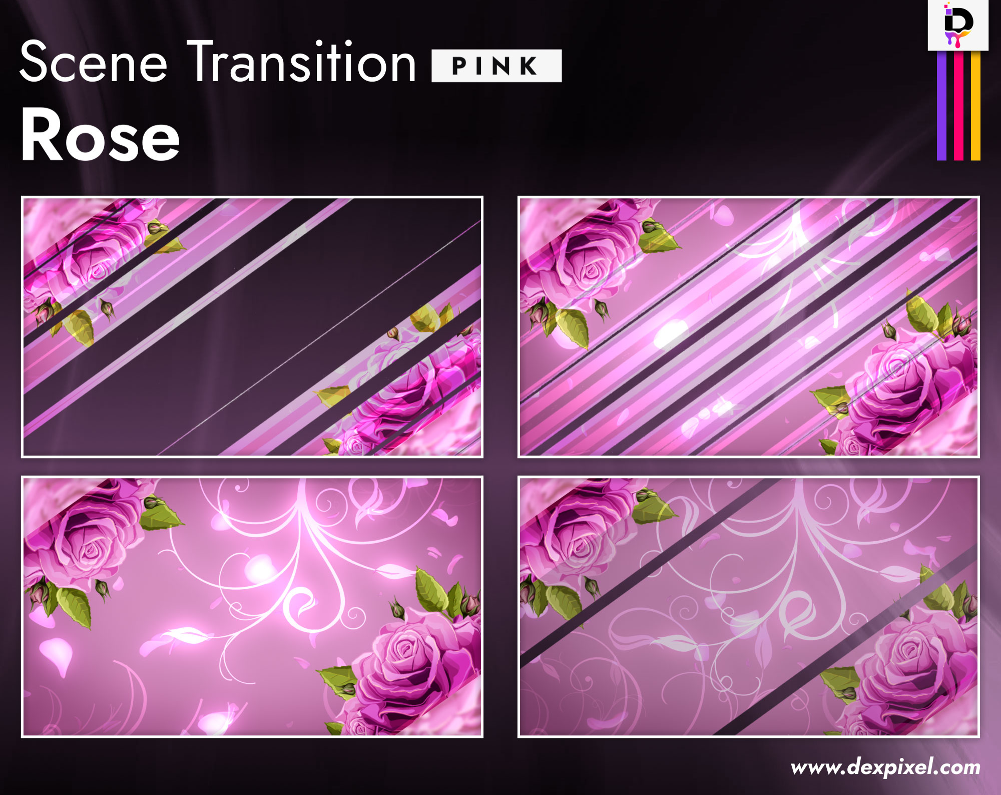 Rose Stream Transition | Girly Rose Stream Transition | Beautiful Roses Stream Stinger | Twitch Scenes Transition | Twitch Roses Obs Transition