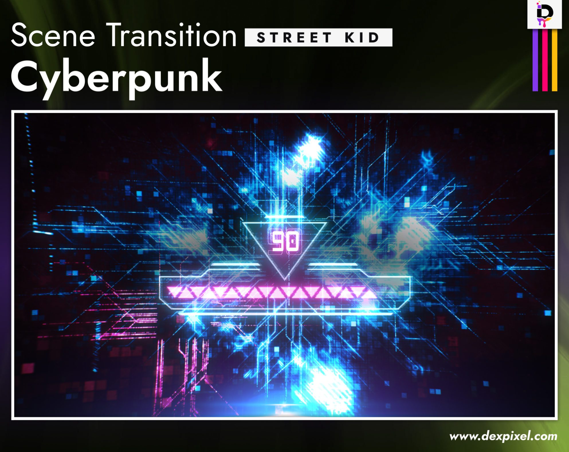 Cyberpunk Stinger is a new way to experience your favorite games. It's a sleek and stylish transition that will make you feel like you're in the game. We offer many different transitions to choose from, each with its own unique style. Choose your favorite color and get ready to emerge in the world of glitches, neon colors, and glitch gaming vibes.