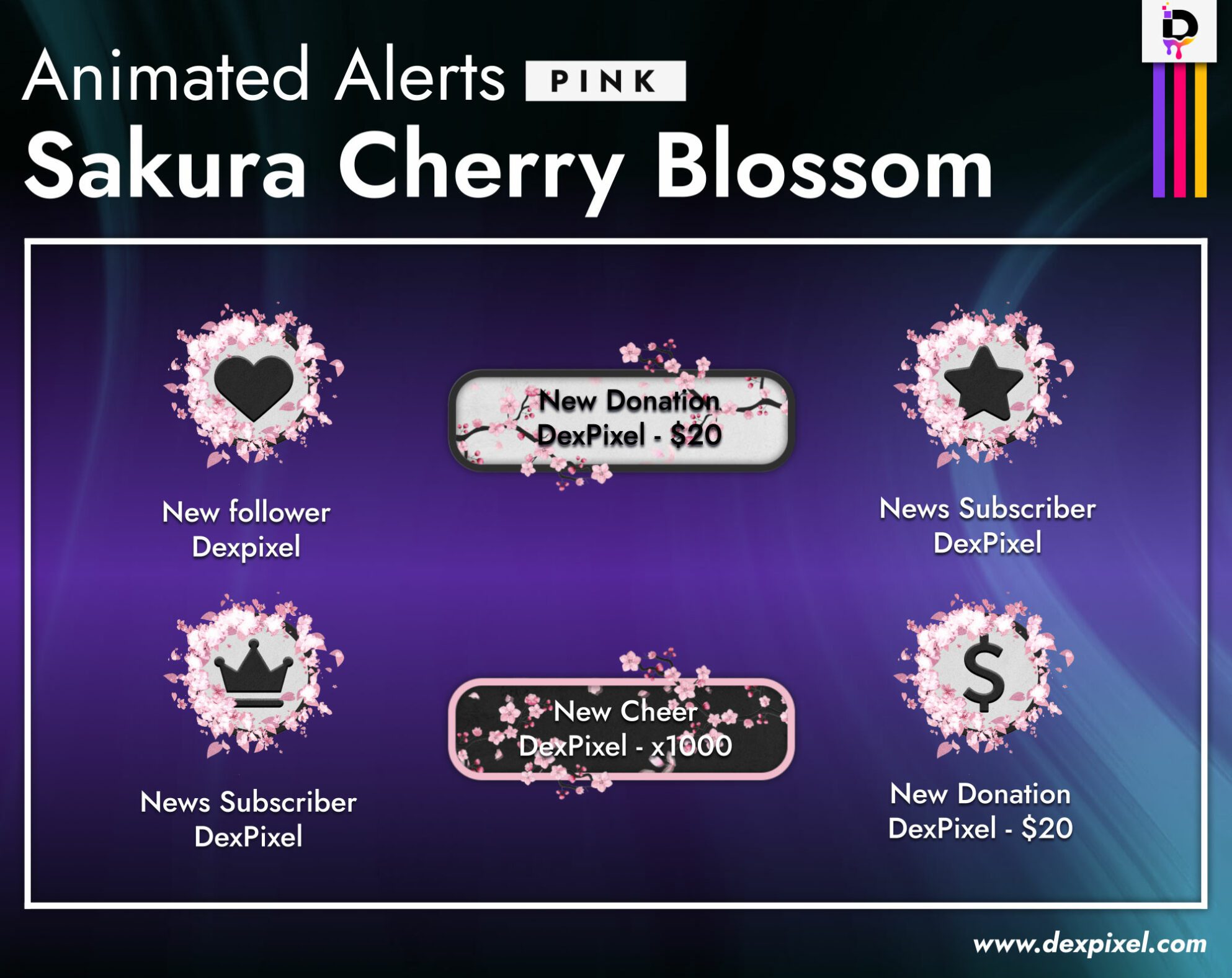 Animated Alerts DexPixel Thumbnail Sakura Cherry Blossom Pink