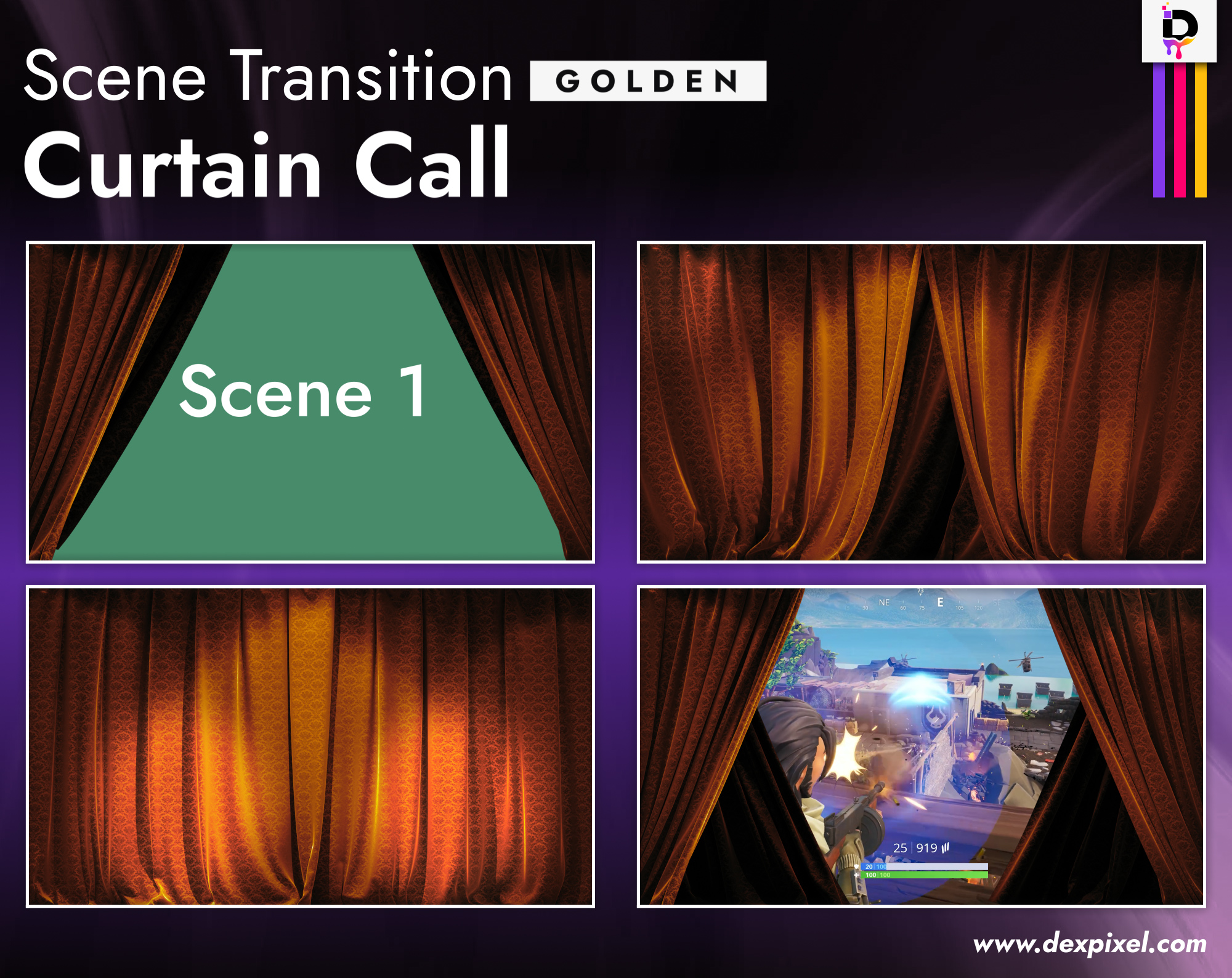 Scene Transition Dexpixel Curtain Call Golden