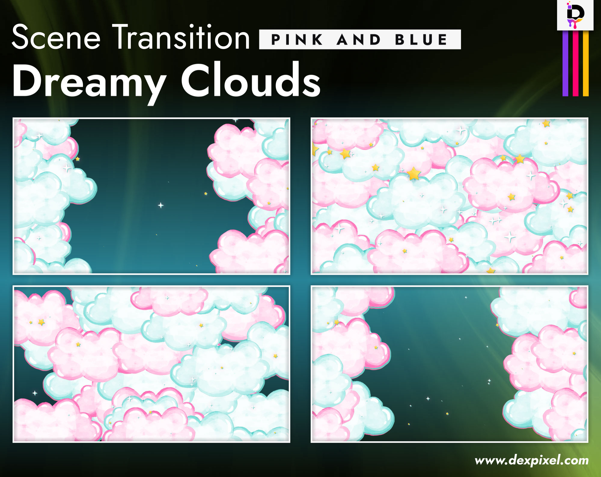 Scene Transition DexPixel Thumbnail Dreamy Clouds Pink and Blue