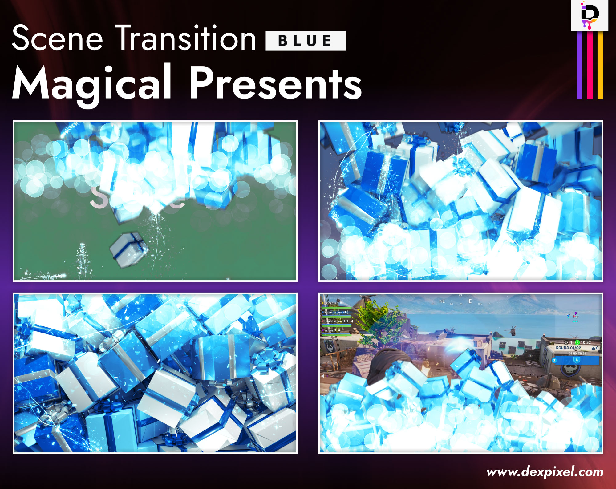 Scene Transition Dexpixel Magical Presents Blue