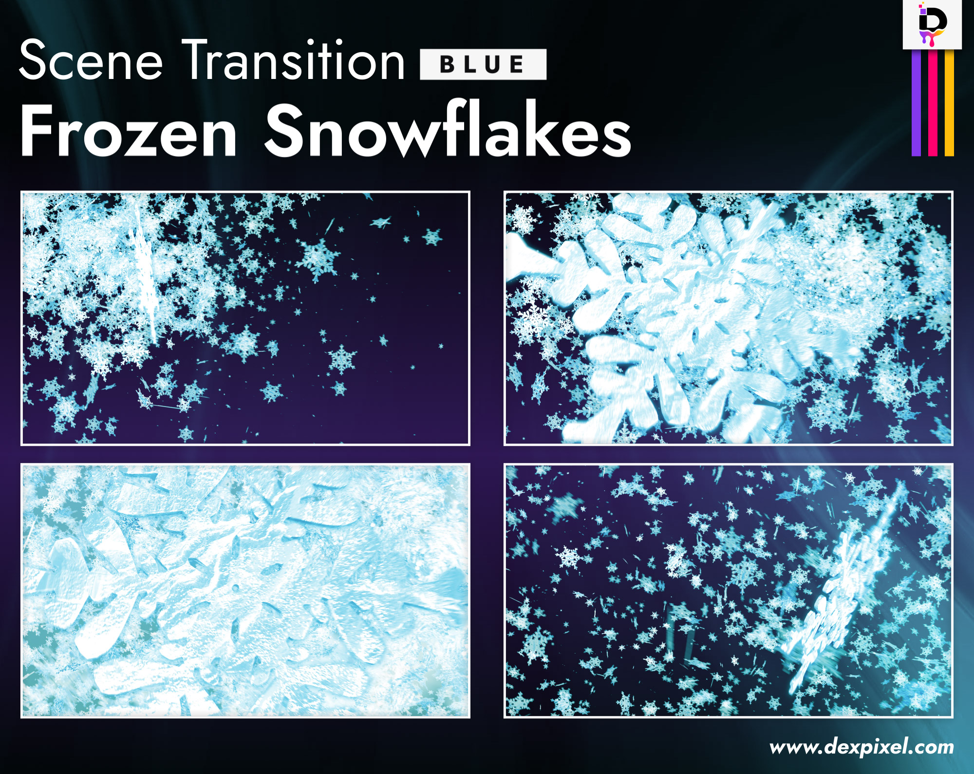 Scene Transition Dexpixel Thumbnail Frozen Snowflakes Blue