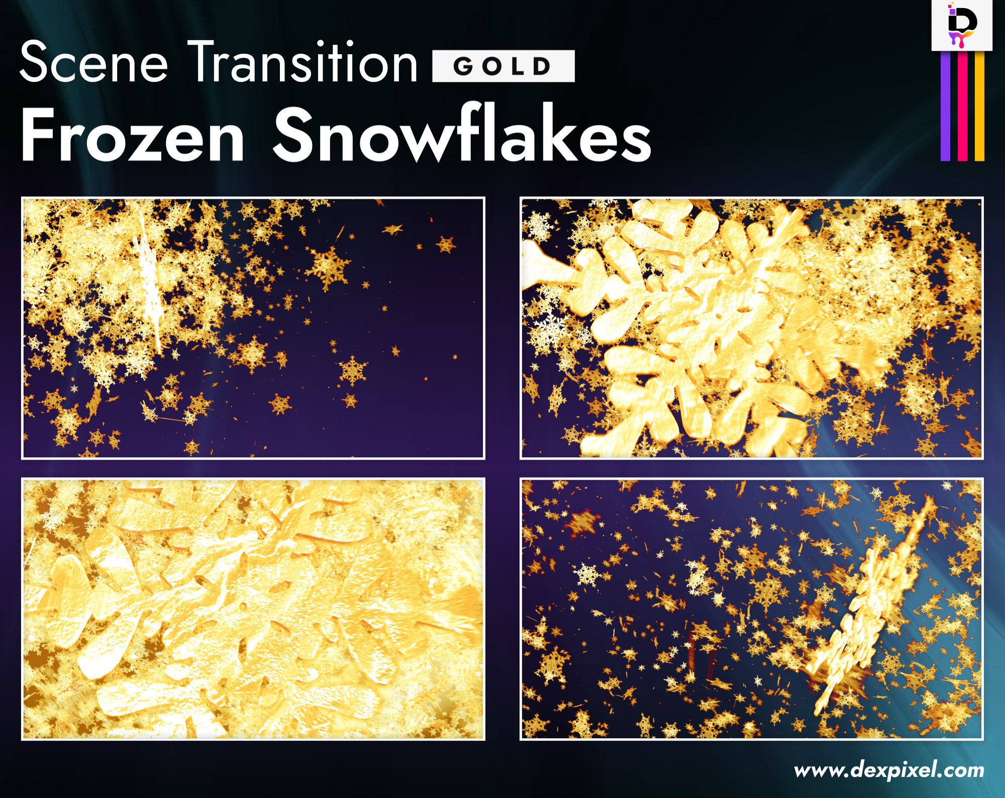 Scene Transition Dexpixel Thumbnail Frozen Snowflakes Gold