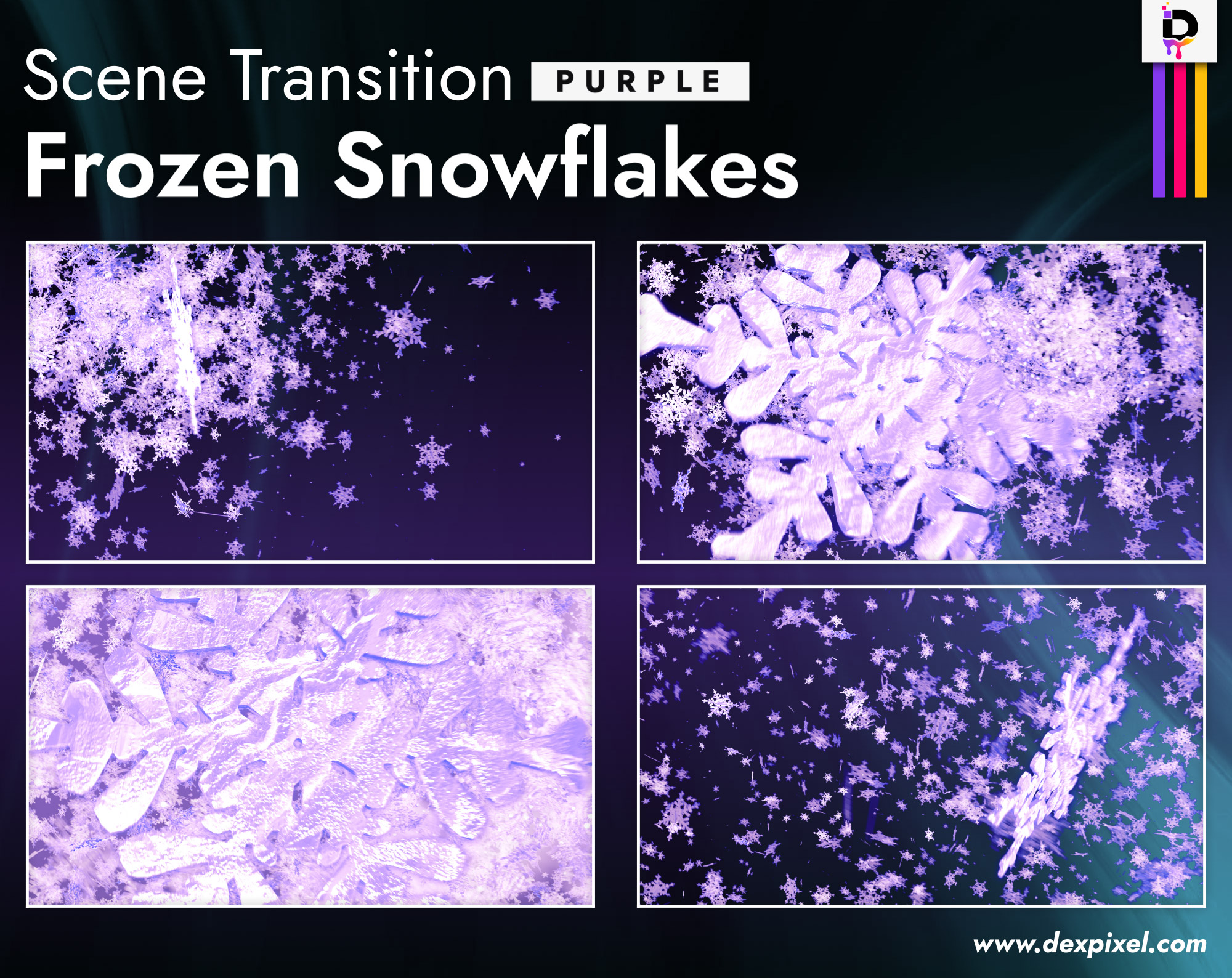 Scene Transition Dexpixel Thumbnail Frozen Snowflakes Purple