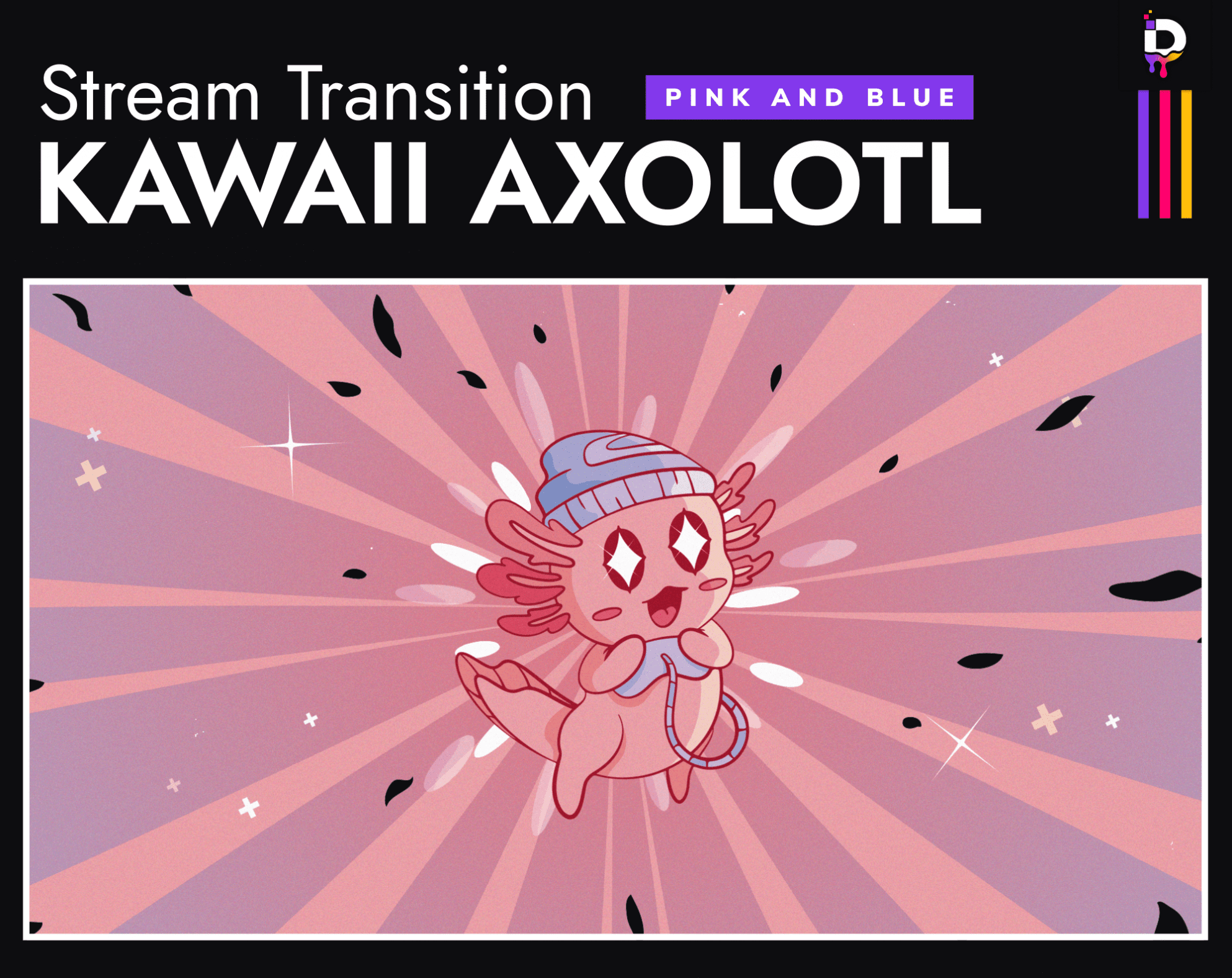 Kawaii Axolotl Stream Stinger Transition Pink 2