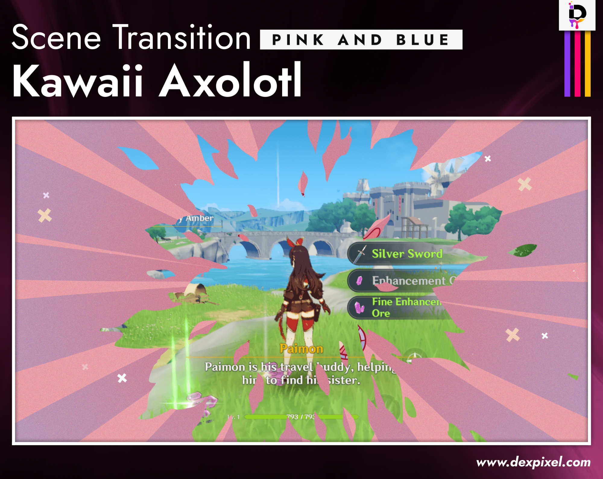 Scene Transition Dexpixel 3 Kawaii Axolotl Pink And Blue
