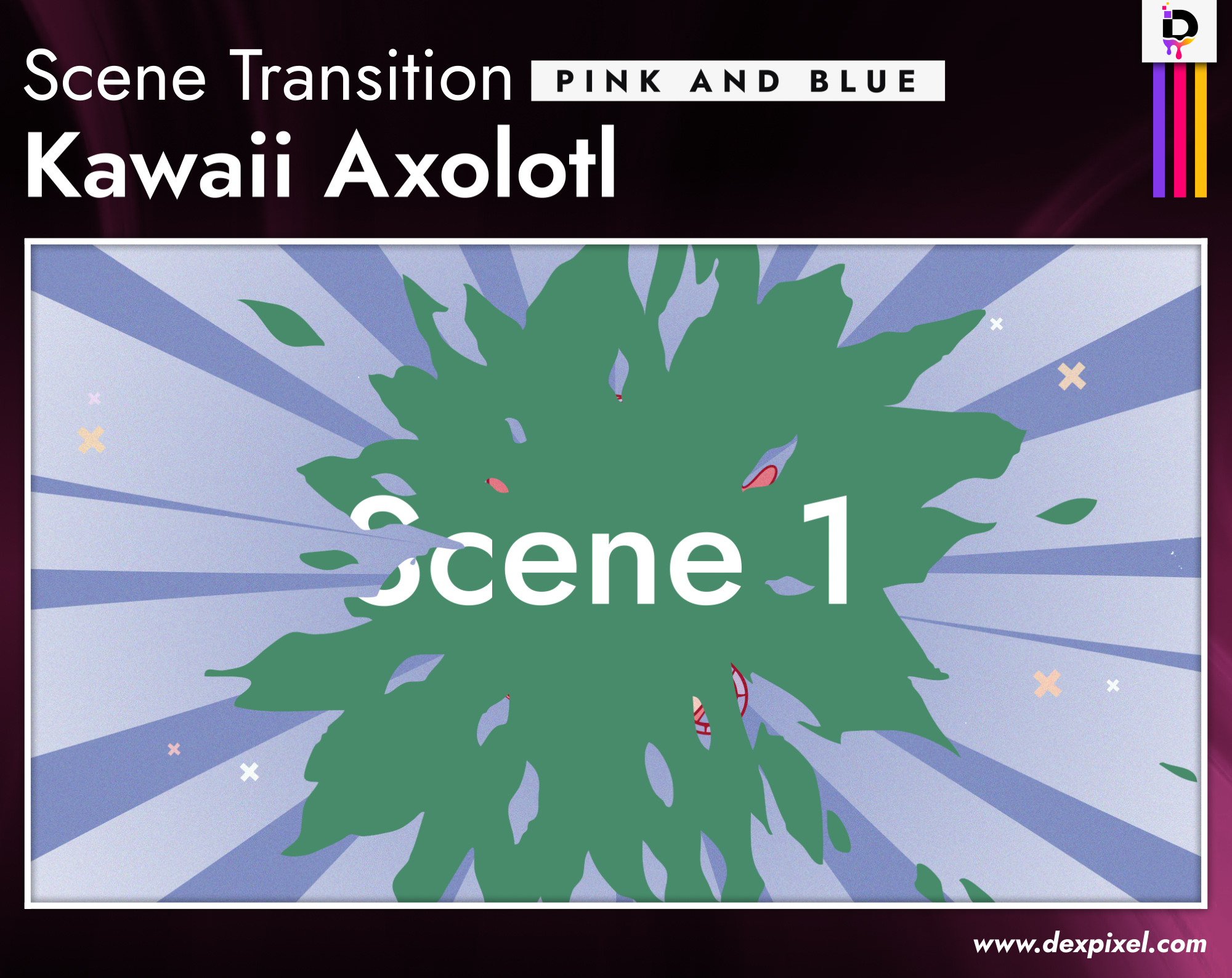 Scene Transition Dexpixel 4 Kawaii Axolotl Pink And Blue
