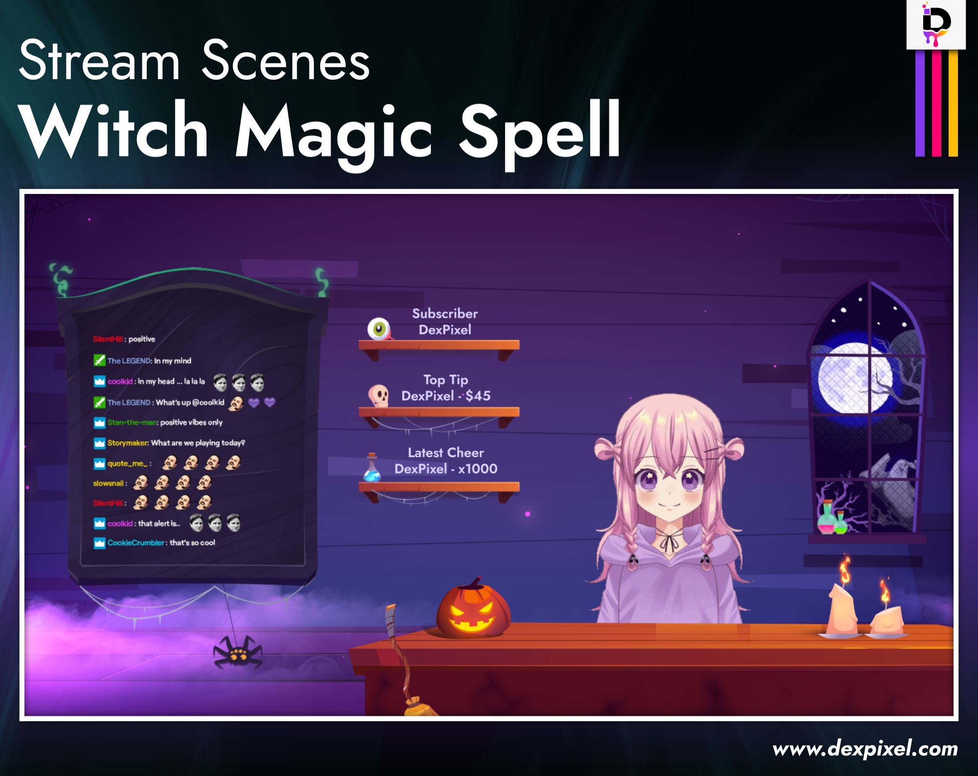 Vtuber Witch Magic Spells Dexpixel Twitch Stream Room Chat