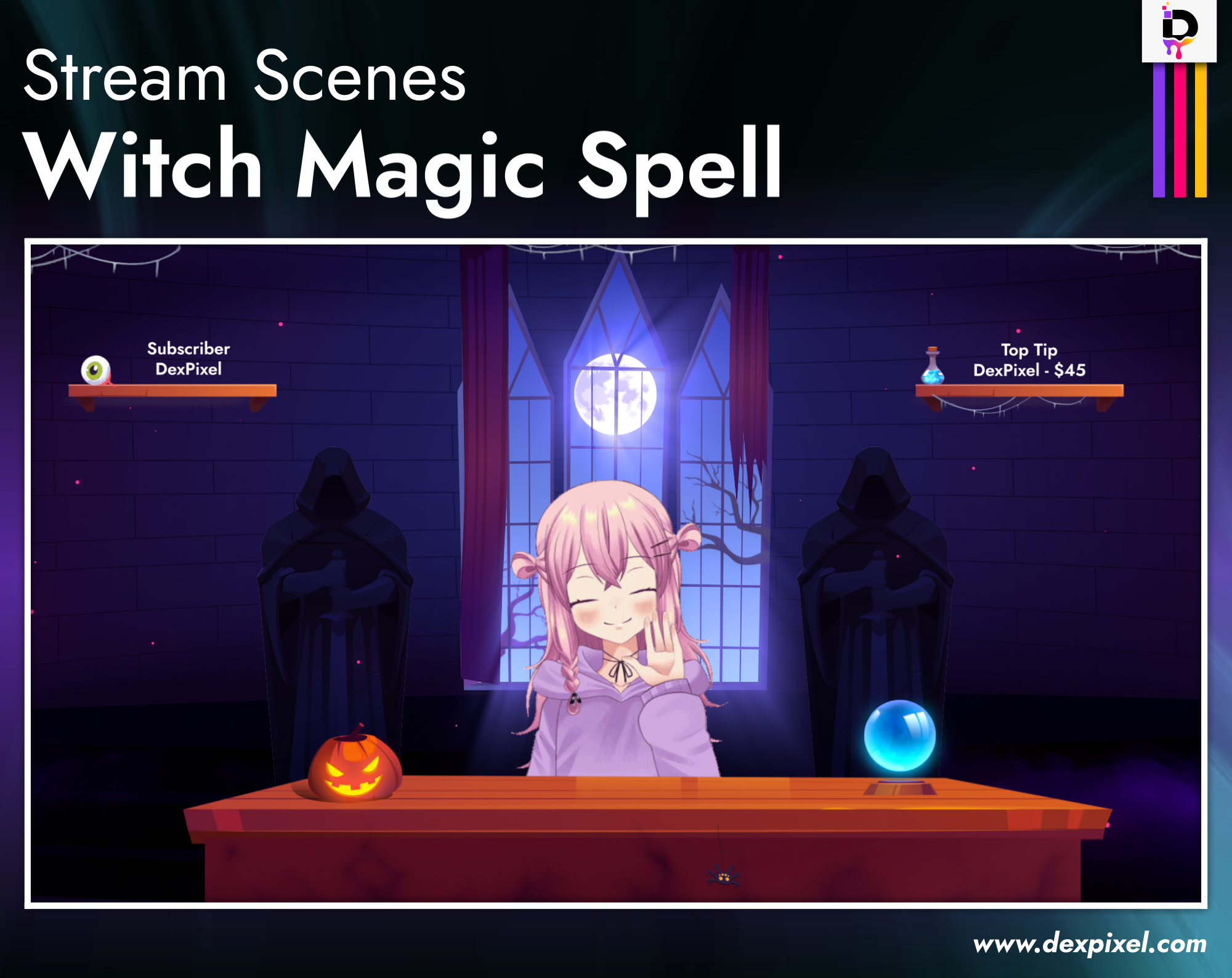 Vtuber Witch Magic Spells Dexpixel Twitch Stream Room Setup